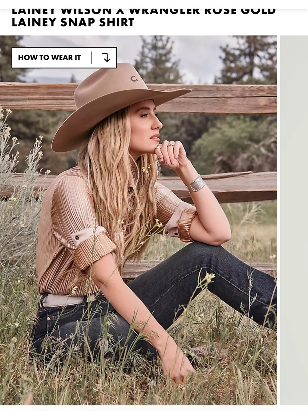 LAINEY WILSON X WRANGLER ROSE GOLD LAINEY SNAP SHIRT